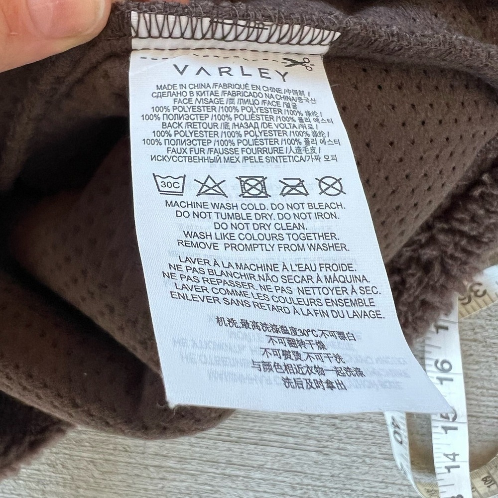 Varley Womens Sherpa Jacket XL Brown Oversized Cozy Zip Front - Picture 6 of 6